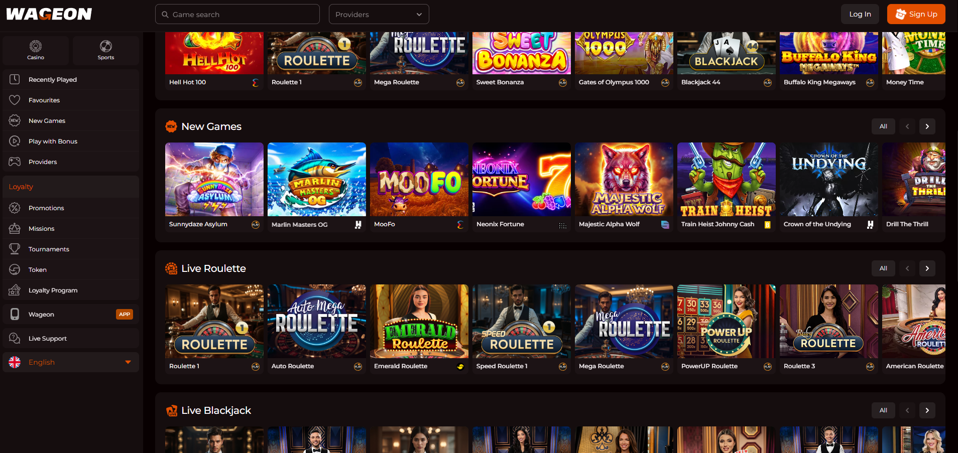 Wageon Casino Login